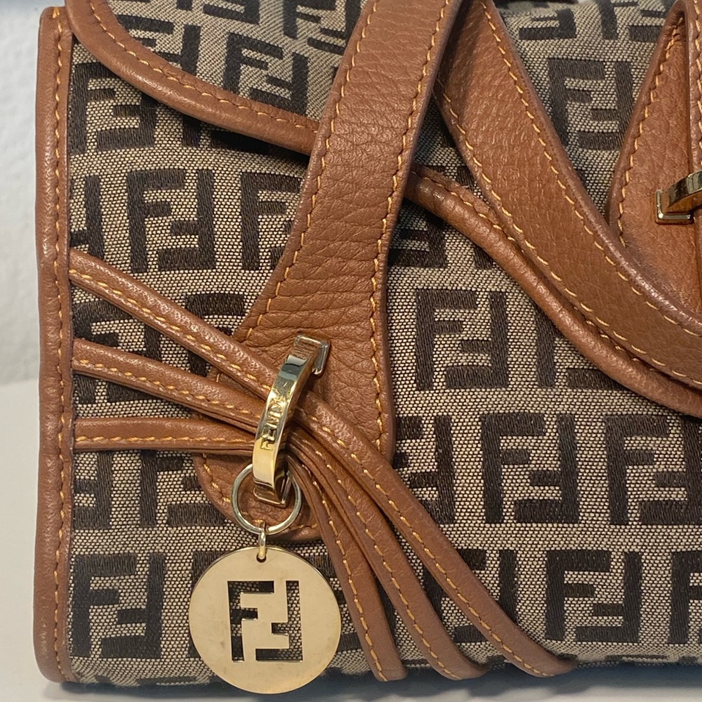 FENDI Zucchino Canvas Shoulder Bag Mini Tote - Picture 7 of 15